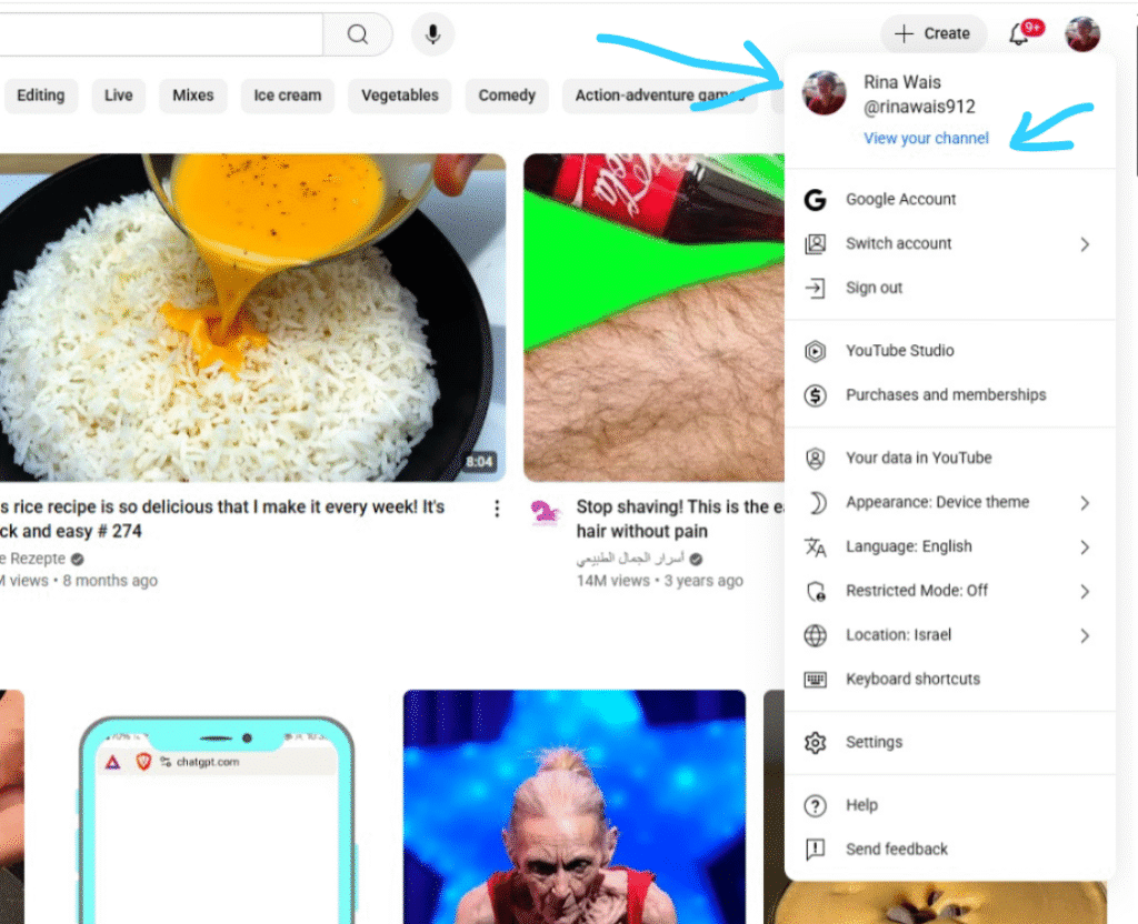 בחירת ערוץ אישי לצורך פלייליסט